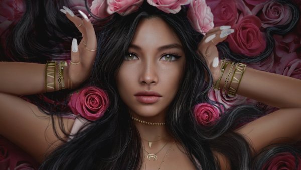 Фэнтези девушка с розой