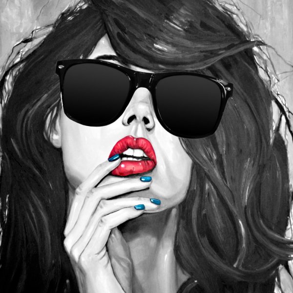 Девушка с красными губами арт