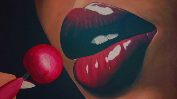 Губы с вишней