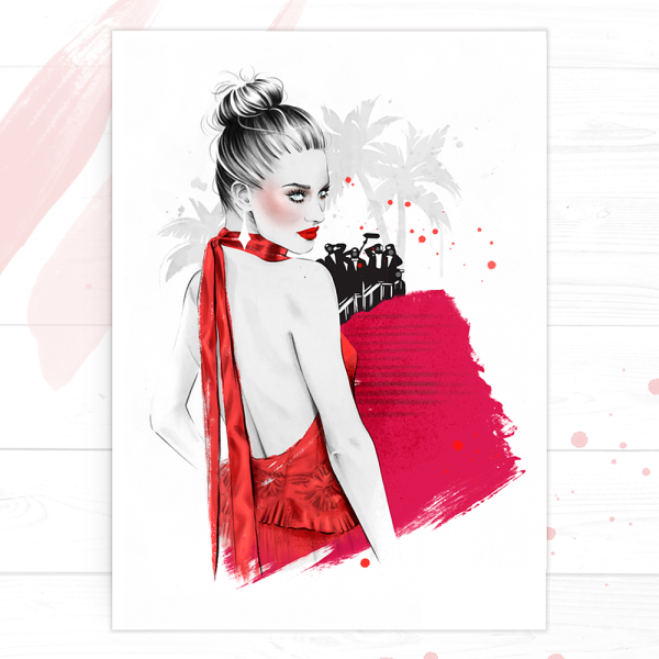 Лицо женщины рисунок с бантом