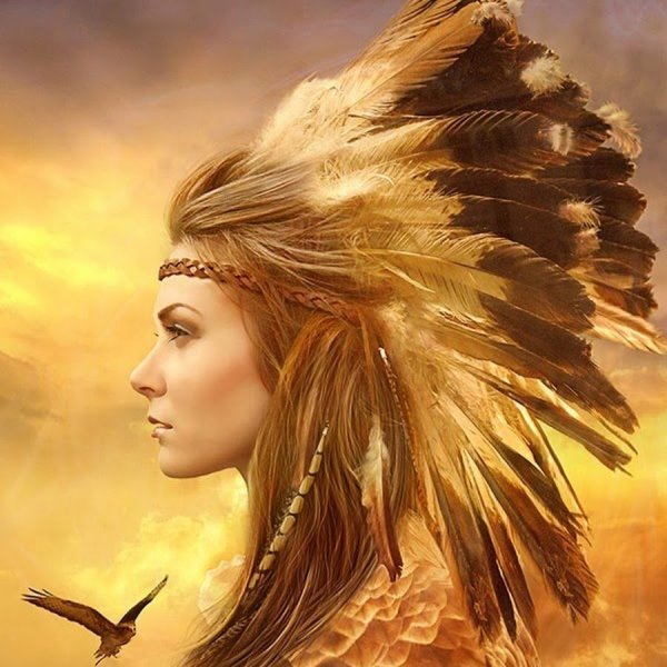 Девушка индеец в профиль