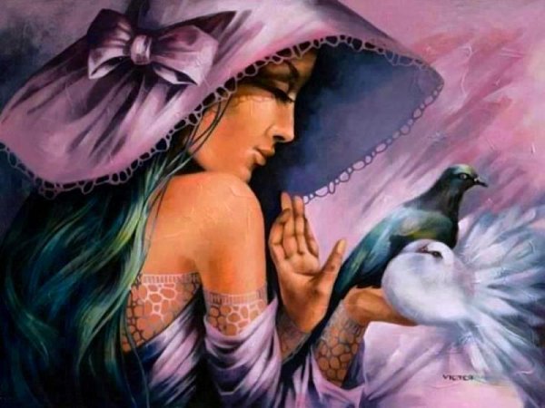 Художница Victoria Stoyanova женщина птица