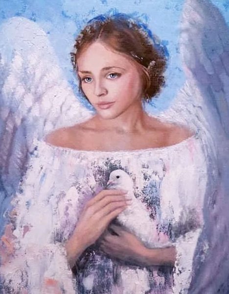 Девочка ангел с голубем