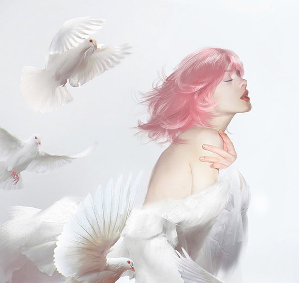 Девушка с птицей живопись