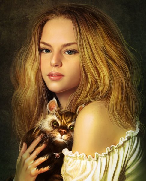 Девушка с тигром фэнтези