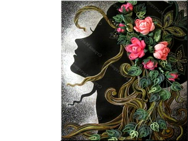 Панно девушка из цветов