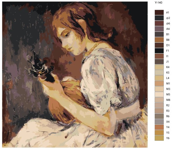 Картина девушка с домрой темный фон