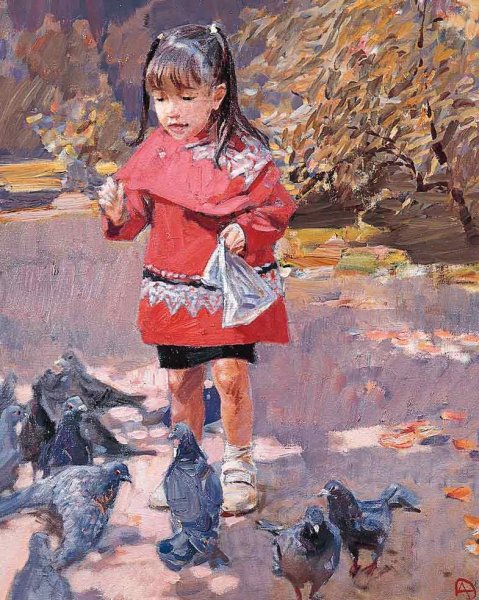 Картина Таня и голуби