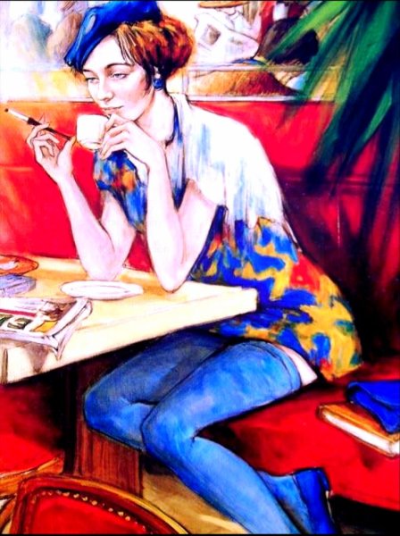Девочка с чашкой чая живопись
