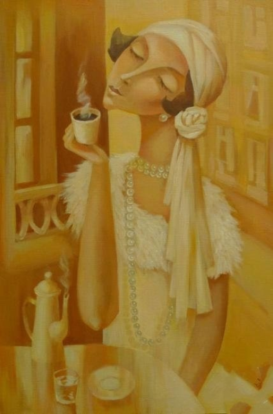 Кира Панина художник картины дама с кофе