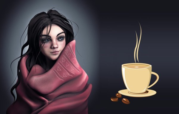 Девушка с чашкой арт