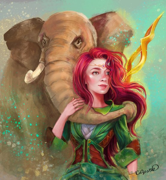 Девочка слон арт