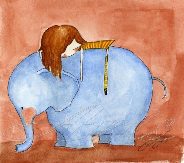 Картина девочка со Слоником