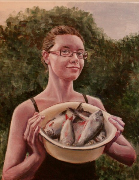 Девочка на рыбе картина