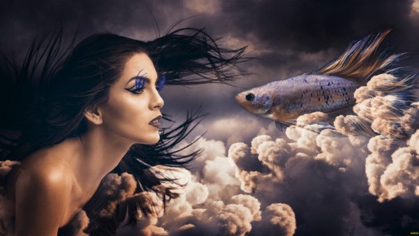 Девушка с рыбой фэнтези