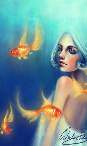 Девушка с золотой рыбкой