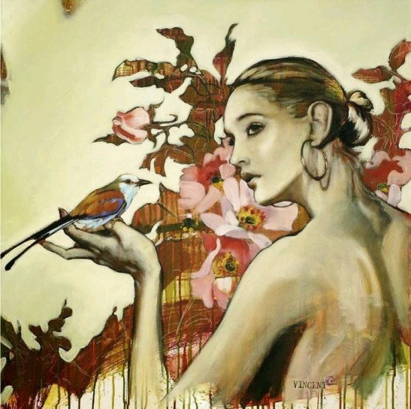 Девушка с птицей картина