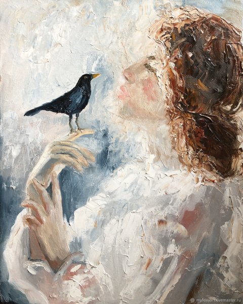 Девушка с птицей живопись