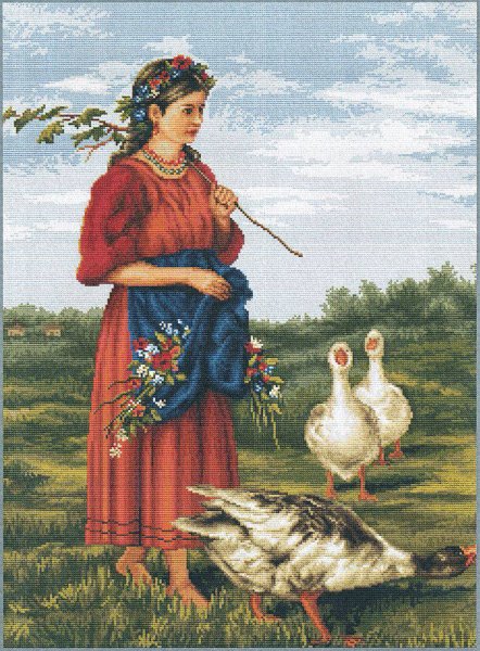 В.Е. Маковский. "Девочка с гусями в поле". 1875