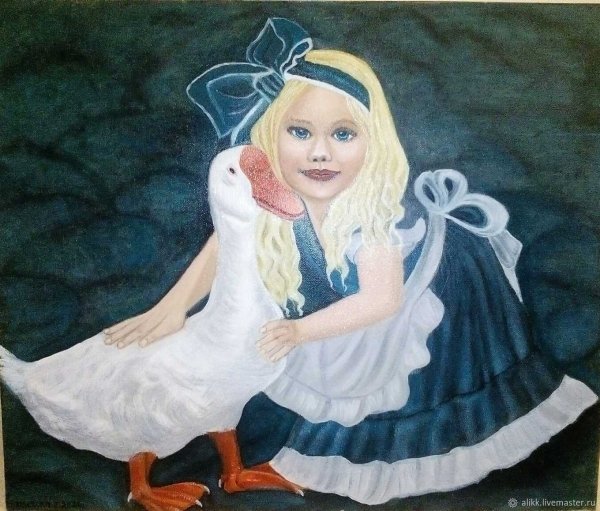 Картина девочка с гусем