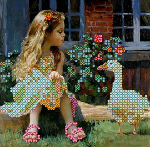 Картина девочка с гусями