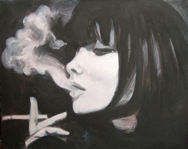 Девушка курит арт