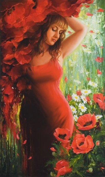 Женщина и маки