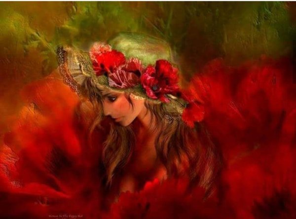 Девушка с маками живопись