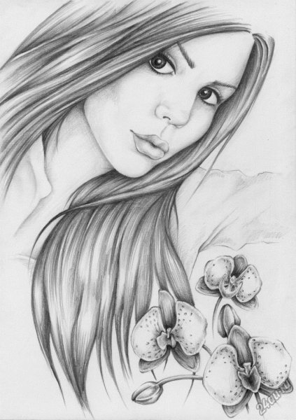 Портрет девочки карандашом