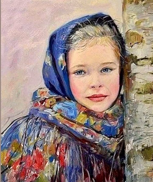 Девочка в платке картина