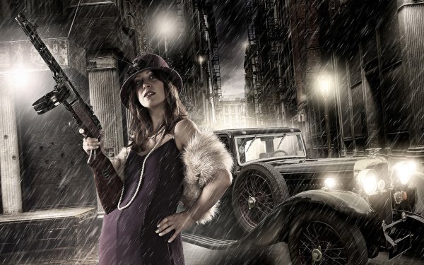 Картина девушка с пистолетом