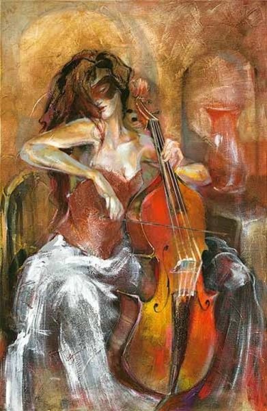 Девушка с виолончелью арт