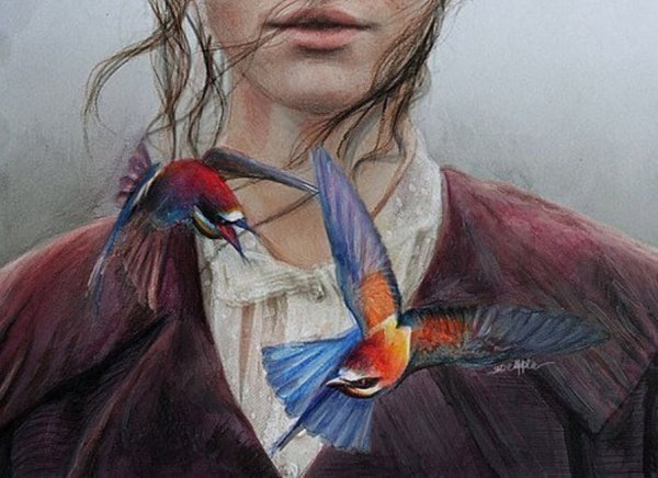 Девушка с птичкой живопись