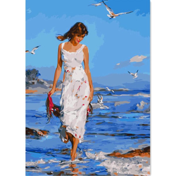 Девушка и море живопись