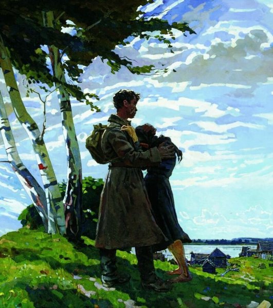 Провожает на фронт живопись