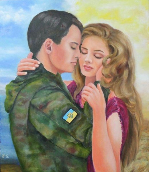 Солдат и девушка рисунок
