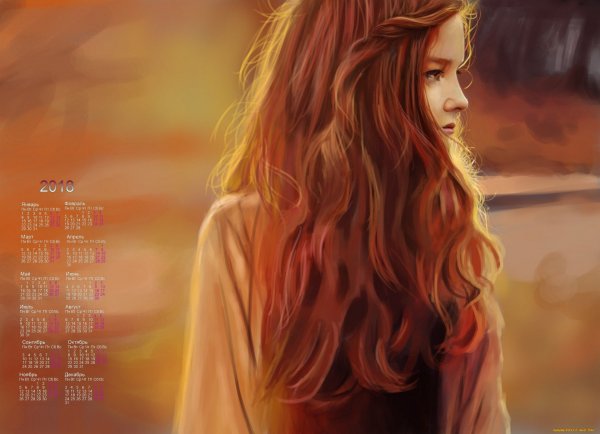 Девочка с рыжими волосами арт