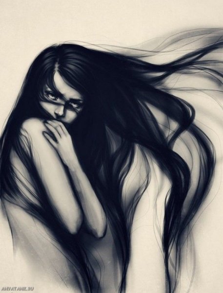 Картина девушка с черными волосами