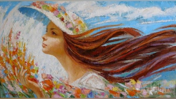 Девушка с длинными волосами арт