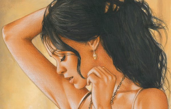 Красивая брюнетка рисунок