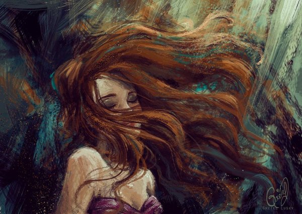 Девочка с развевающимися волосами