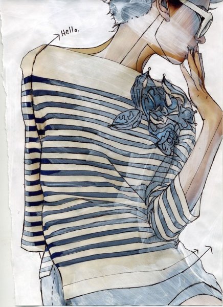 Шляпа море девушка акварель