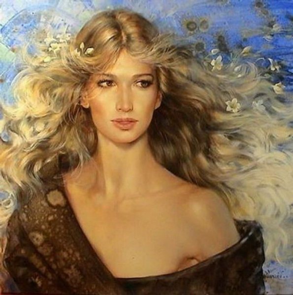 Аниме девушка на ветру