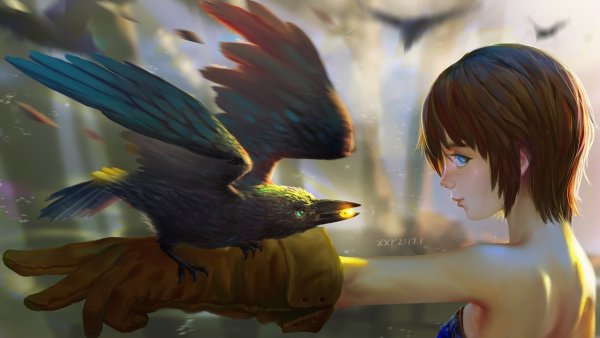 Девушка птица арт