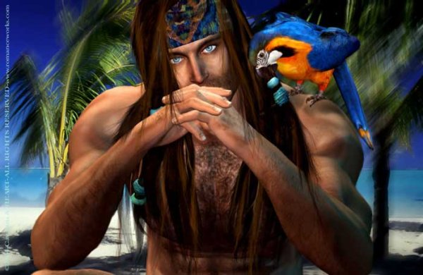 Девушка с попугаем намплече