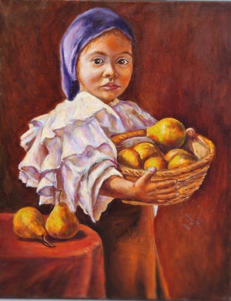 Картина девочка с грушами