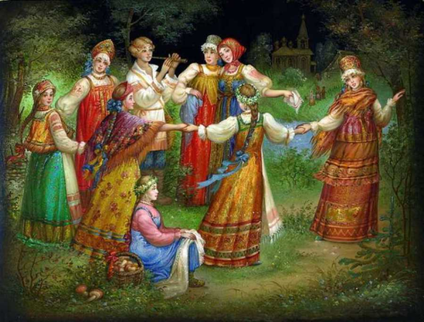 Федоскинская миниатюра хоровод