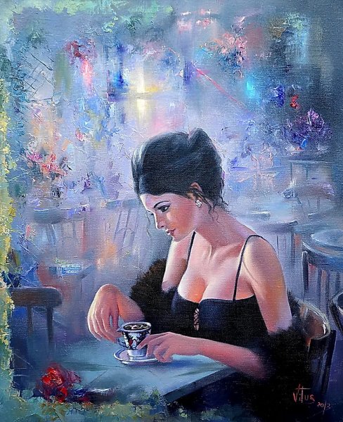 Одинокая женщина живопись