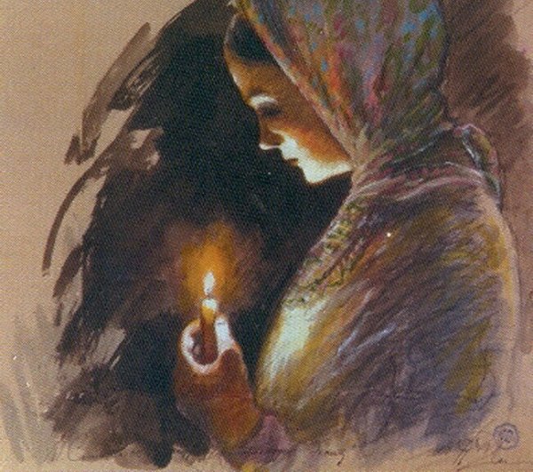 Молящиеся в храме живопись