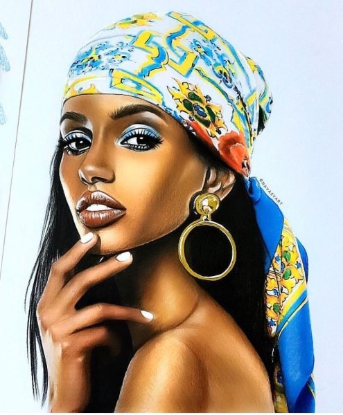 Картина темнокожая девушка